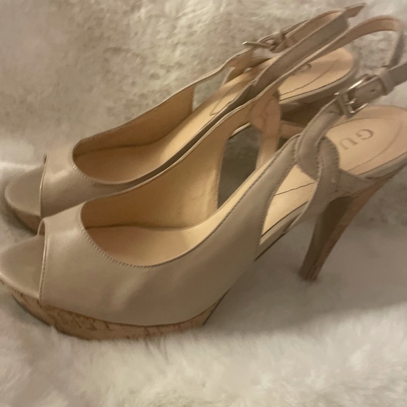 Guess open-toed cork platform stilettos size 7 - Picture 8 of 10
